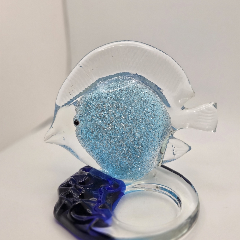 PARTYLITE VOTIVE CANDLE HOLDER TROPICAL ANGEL FISH HAND BLOWN ART GLASS TAIWAN